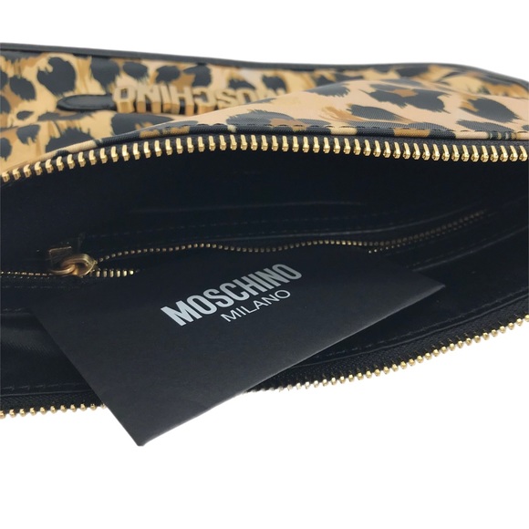 Moschino Fantasy Print Beige Leopard Print Zippered Pouch or Clutch - Picture 7 of 8
